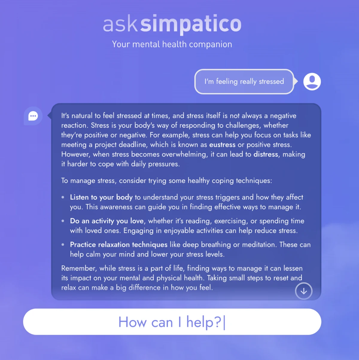 Ask Simpatico: an anonymous check-in conversation