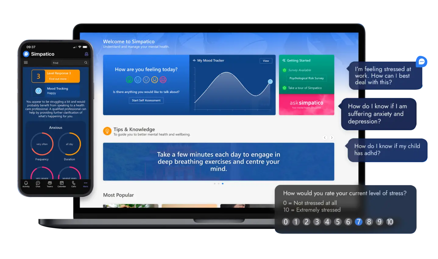 Employee Mental Health Hub, Simpatico in Microsoft Teams